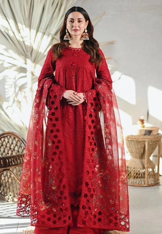 MB 2505-3 Piece Embroidered Lawn Shirt with Embroidered Organza Dupatta