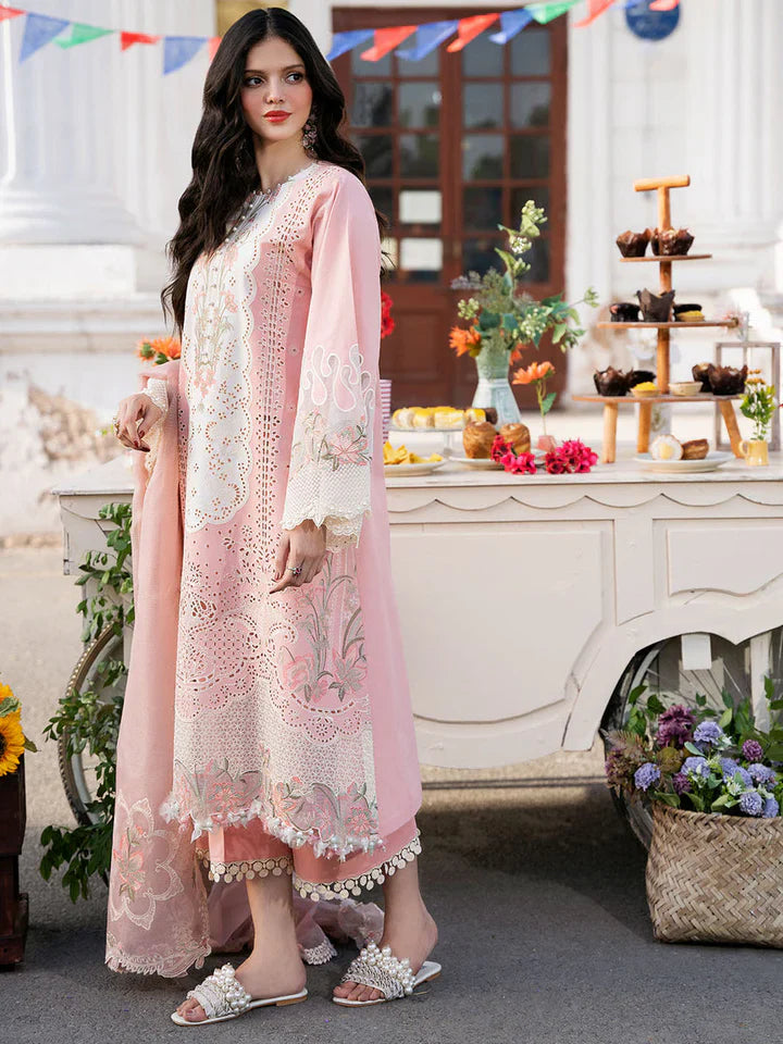 BL 2585-3 Piece Embroidered Lawn Shirt with Embroidered Organza Duppata