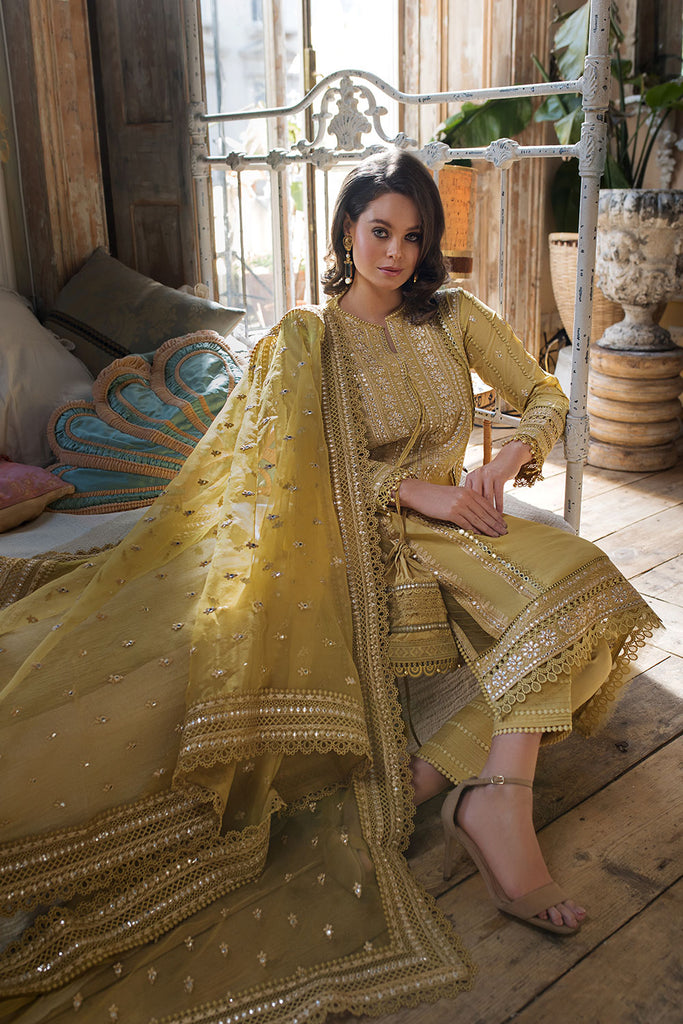 SN-62 3 Piece Unstitched Heavy Embroidered Lawn Suit with Full Embroidered Organza Dupatta