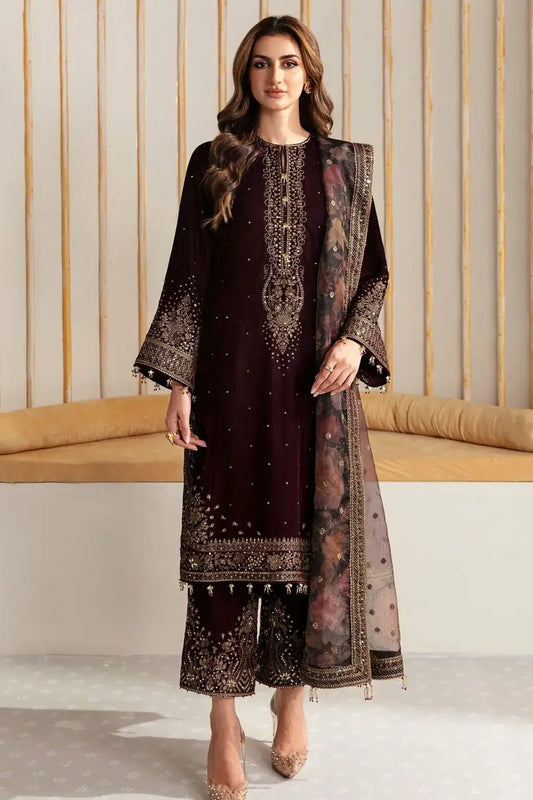 BQ 1015- Velvet Stuff 9000 Micro Fully Embroidery With Sequence Work Organza Dupatta