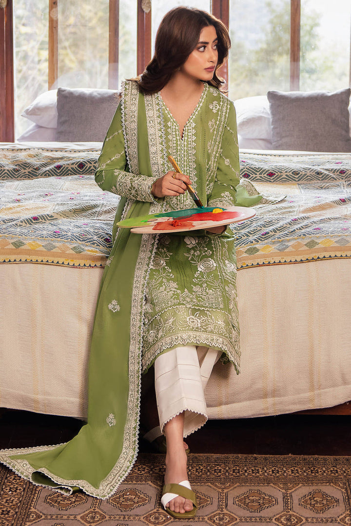 ZL 2525-3 Piece Embroidered Lawn Shirt with Embroidered Lawn Dupatta